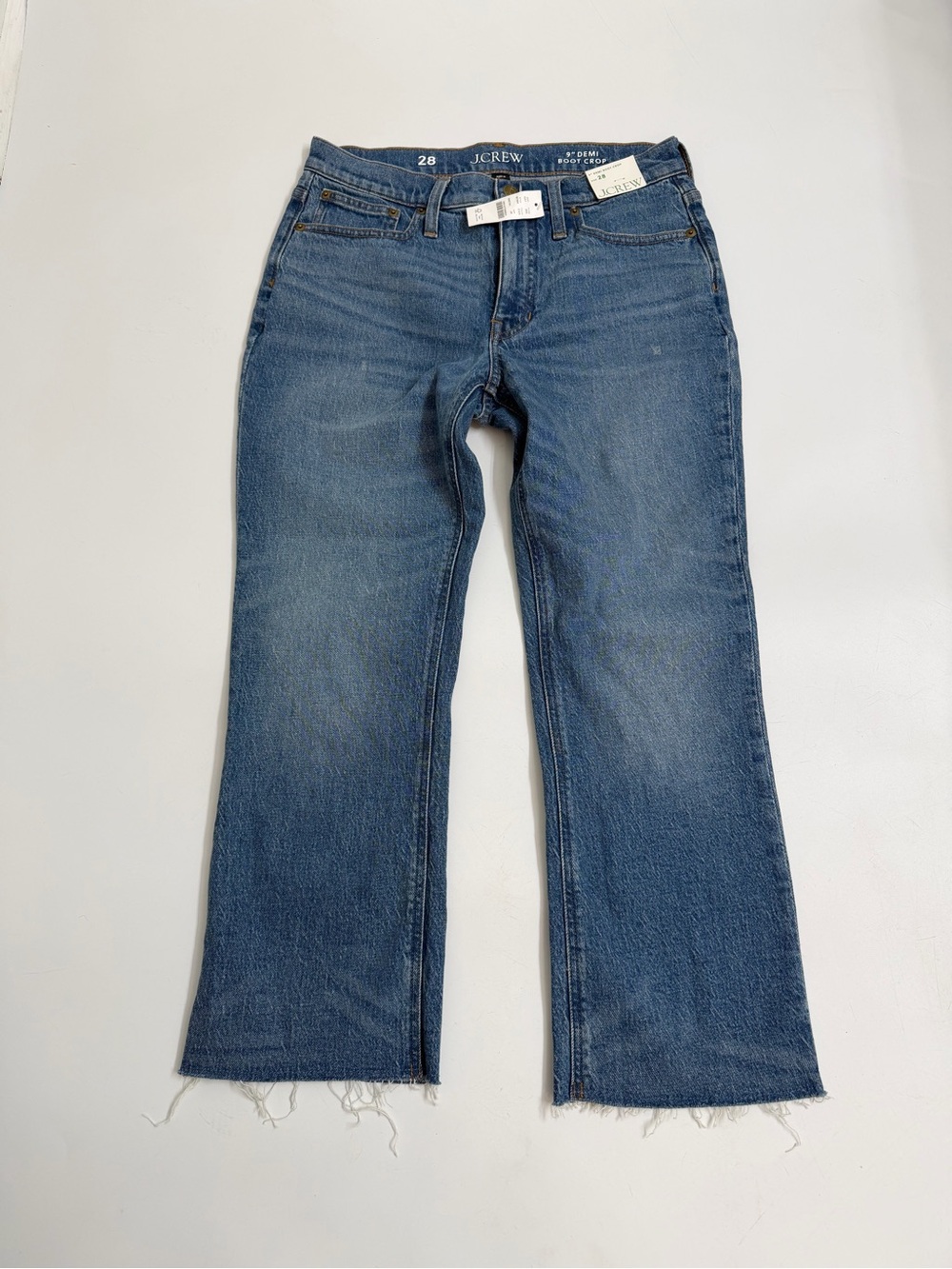 J.Crew 9" Demi Boot Crop Jeans NWT Size 28 Raw Hem Kick Flare